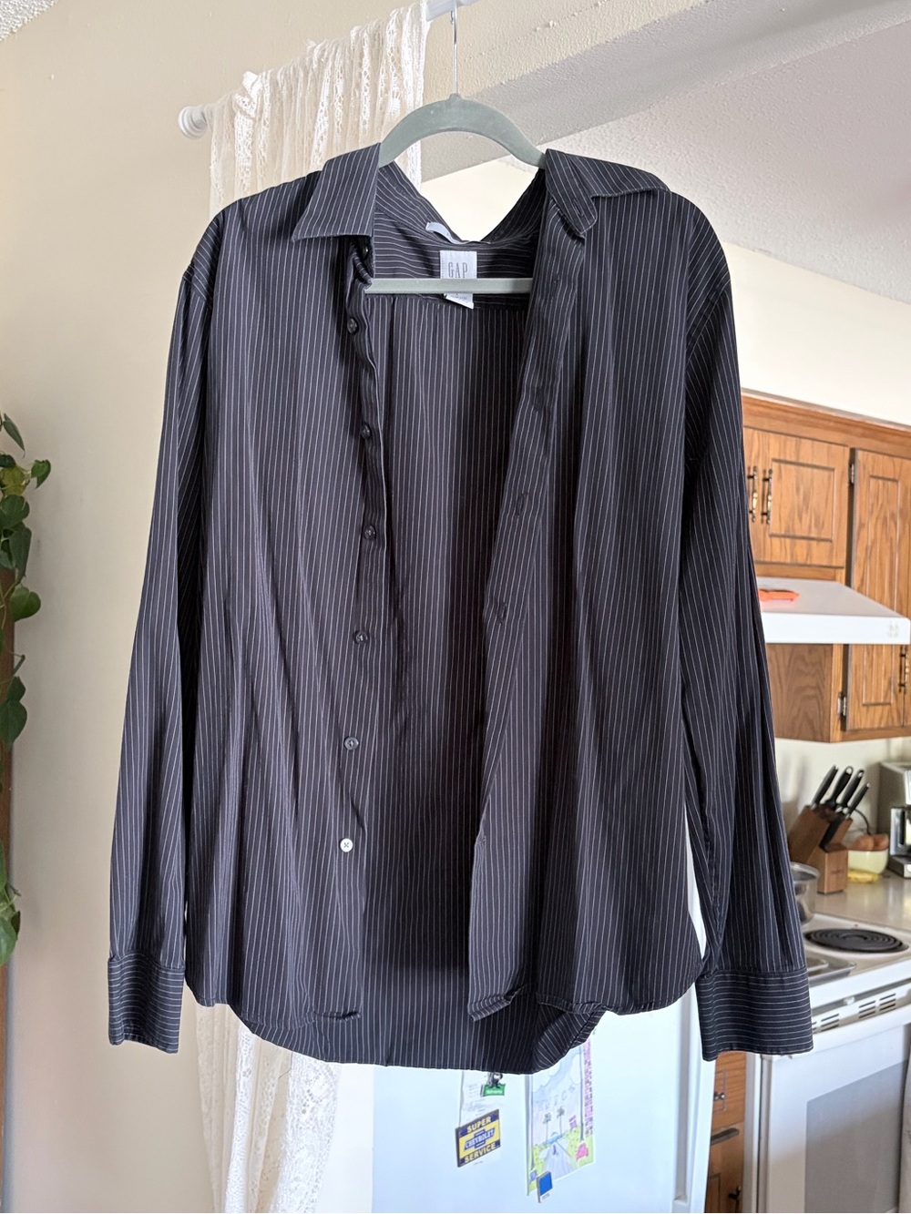 GAP Men's Black Pinstripe Dress Shirt